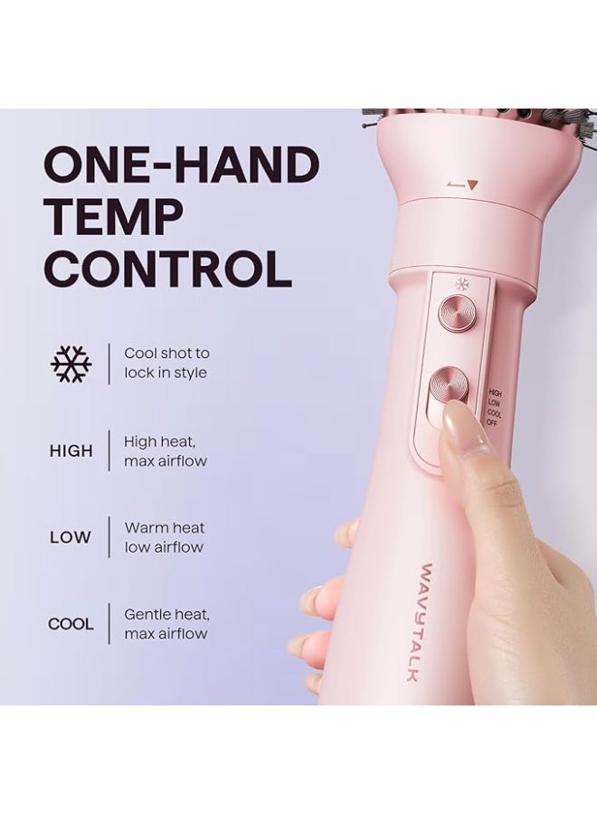 wavytalk Blow Dryer Brush Set, Wavytalk Air Sculpt 5-in-1 Hot Air Brush Set, Multi Hair Styler for Salon Blowouts, Smooth Curls, Volumizing and Straightening, Sleek and Less Frizz, Pink - Image 2